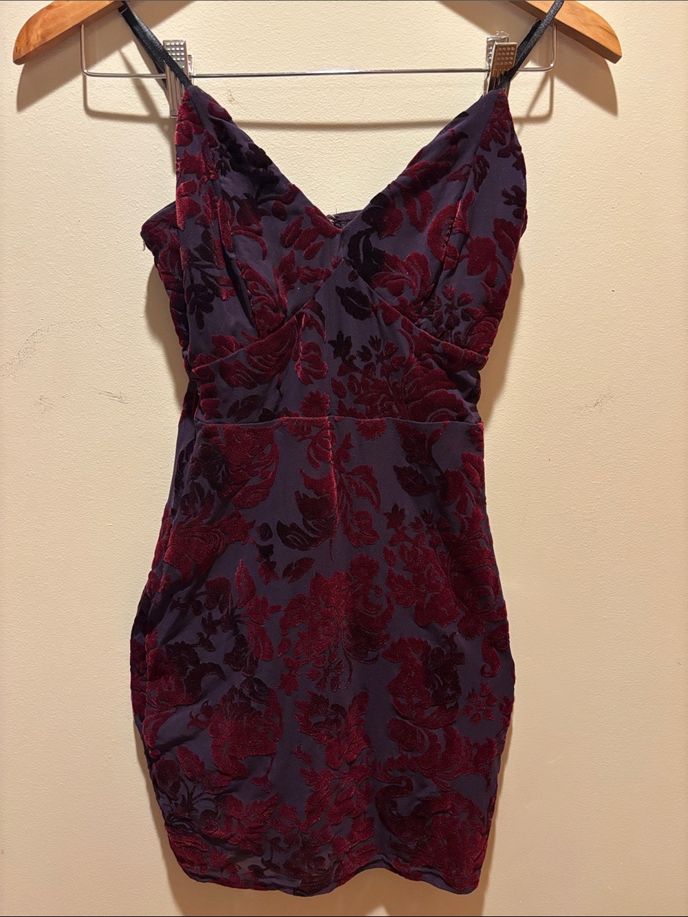 privy Burgundy Floral Velvet Mini Dress